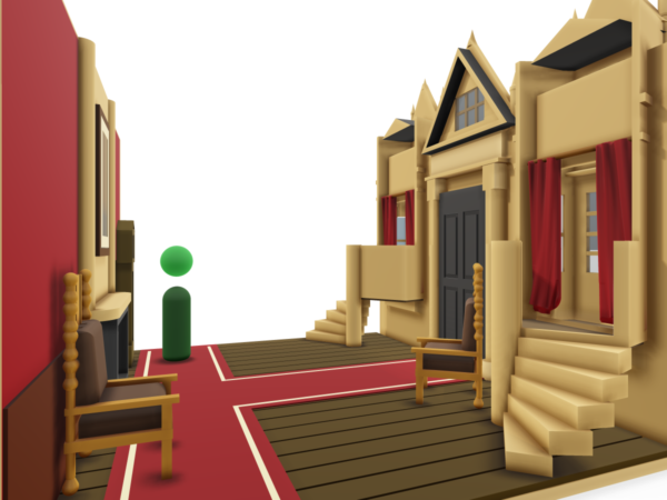 3D architectural cross-section of a historic listed building showing both interior rooms and exterior stonework, representing properties protected by specialist insurance.