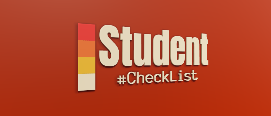 Student checklist graphic for a university contents insurance article