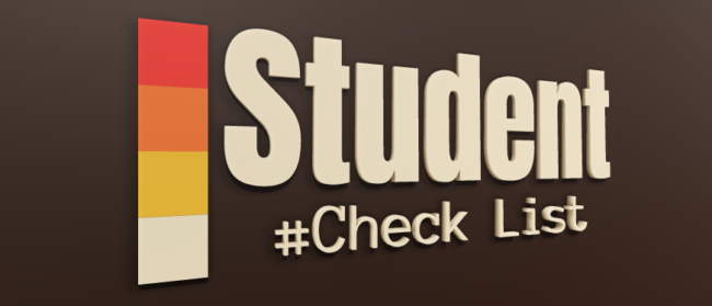 Student checklist graphic for a university contents insurance article