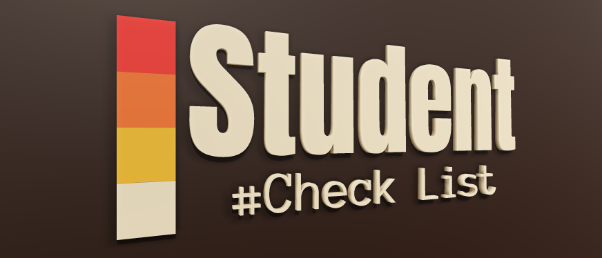 Student checklist graphic for a university contents insurance article