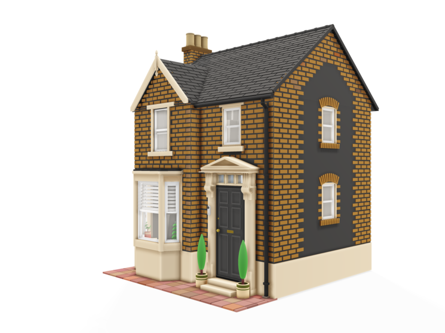 3D illustration of a traditional brick house for home insurance with criminal convictions