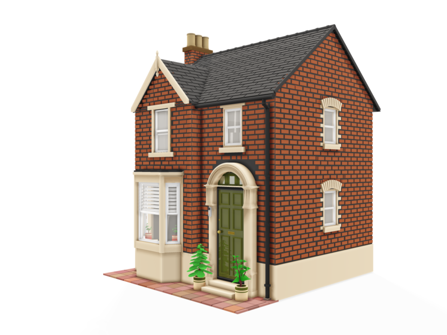 3D brick house illustrating home insurance for homeowners with lodgers