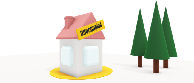 Illustration of a house with an ‘Unoccupied’ sign on its roof