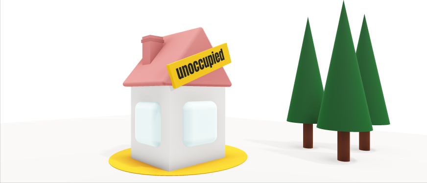 Illustration of a house with an ‘Unoccupied’ sign on its roof