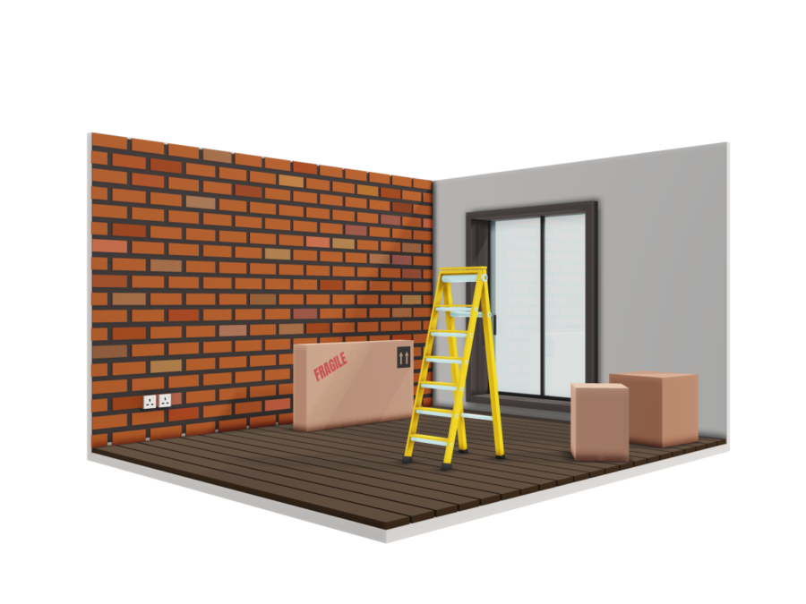 3d illustration of the interior of an unoccupied home.